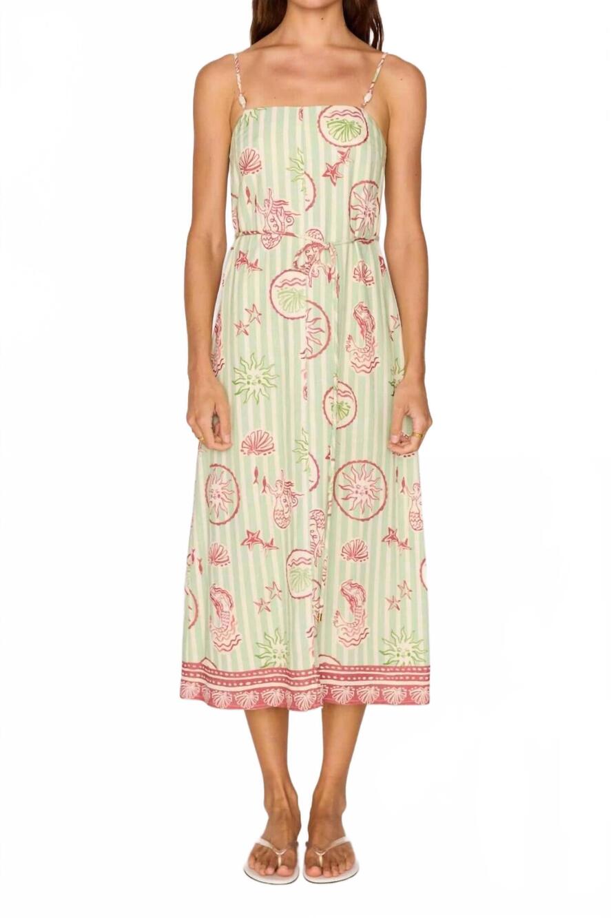 NEW MINKPINK soleil tie waist midi dress in green